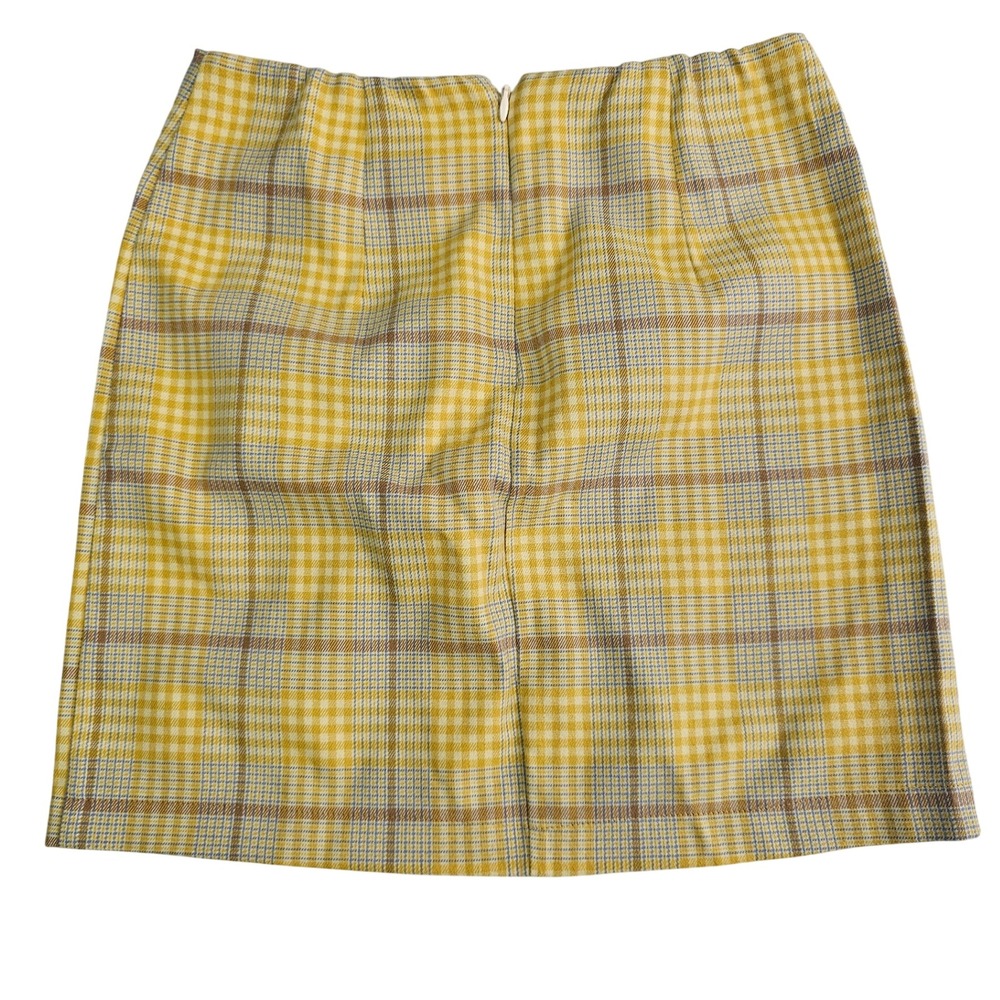 Wild Fable Yellow Plaid Gingham Mini Skirt with Side Slit Size 0 High Waisted
